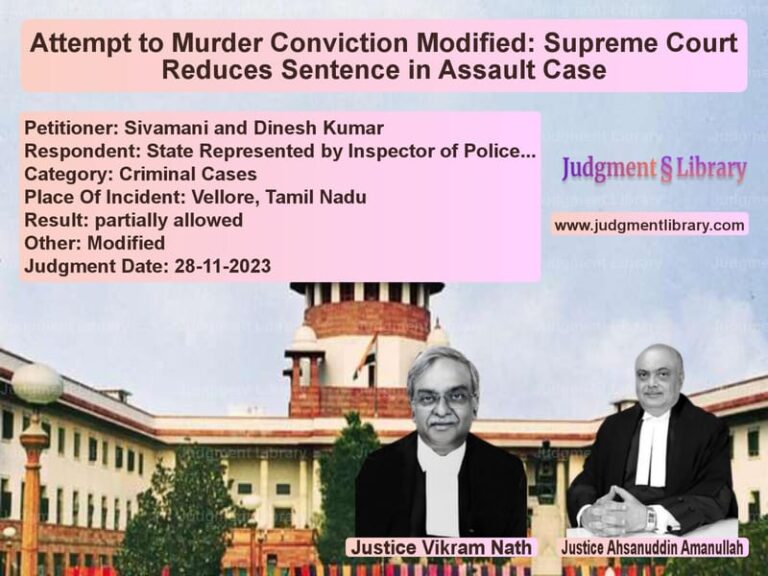 Attempt to Murder Conviction Modified: Supreme Court Reduces Sentence in Assault Case image for SC Judgment dated 28-11-2023 in the case of Sivamani and Dinesh Kumar vs State Represented by Inspector