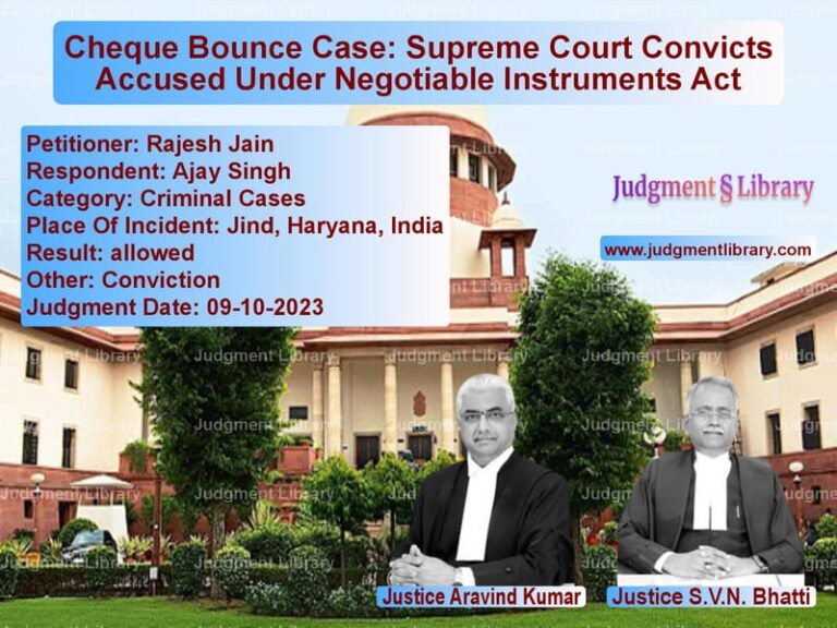 Cheque Bounce Case: Supreme Court Convicts Accused Under Negotiable Instruments Act image for SC Judgment dated 09-10-2023 in the case of Rajesh Jain vs Ajay Singh