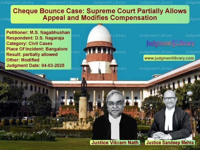 Cheque Bounce Case: Supreme Court Partially Allows Appeal and Modifies Compensation image for SC Judgment dated 04-03-2025 in the case of M.S. Nagabhushan vs D.S. Nagaraja