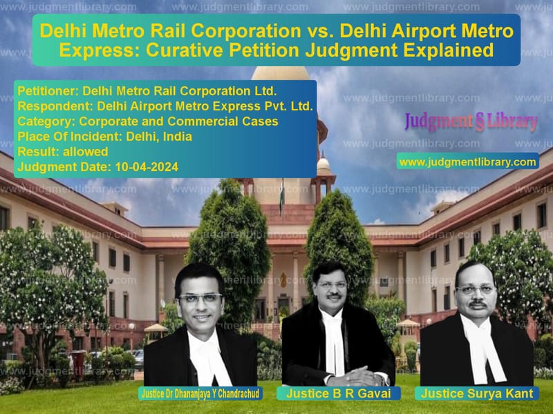 Delhi Metro Rail Corporation vs. Delhi Airport Metro Express: Curative Petition Judgment Explained image for SC Judgment dated 10-04-2024 in the case of Delhi Metro Rail Corporation L vs Delhi Airport Metro Express Pv
