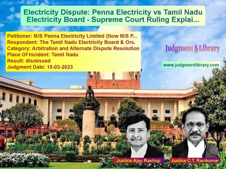 Electricity Dispute: Penna Electricity vs Tamil Nadu Electricity Board - Supreme Court Ruling Explained image for SC Judgment dated 15-03-2023 in the case of M/S Penna Electricity Limited vs The Tamil Nadu Electricity Boa