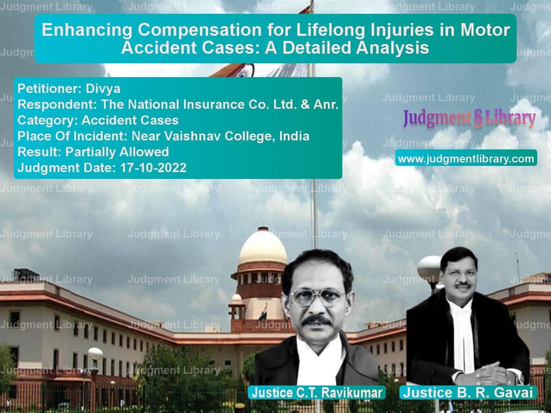 Enhancing Compensation for Lifelong Injuries in Motor Accident Cases: A Detailed Analysis image for SC Judgment dated 17-10-2022 in the case of Divya vs The National Insurance Co. Ltd