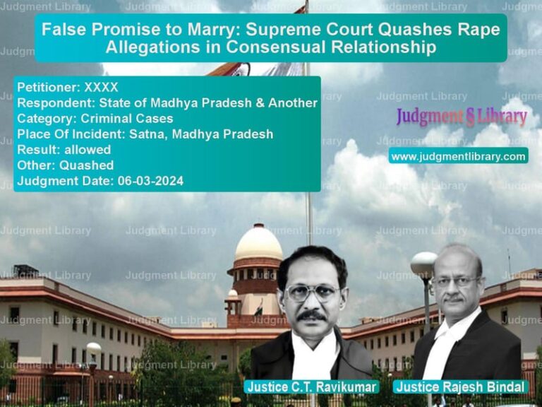 False Promise to Marry: Supreme Court Quashes Rape Allegations in Consensual Relationship image for SC Judgment dated 06-03-2024 in the case of XXXX vs State of Madhya Pradesh & Anot