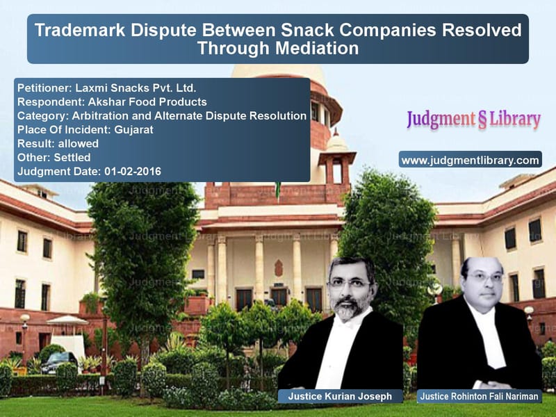 Featured image for Supreme Court Judgment dated 01-02-2016 in case of petitioner name Laxmi Snacks Pvt. Ltd. vs Akshar Food Products