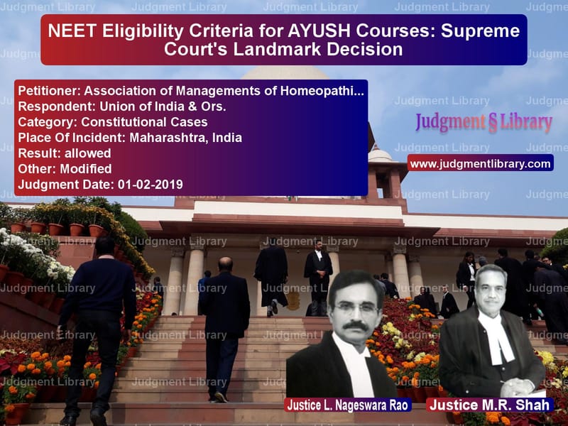 Featured image for Supreme Court Judgment dated 01-02-2019 in case of petitioner name Association of Managements of vs Union of India & Ors.
