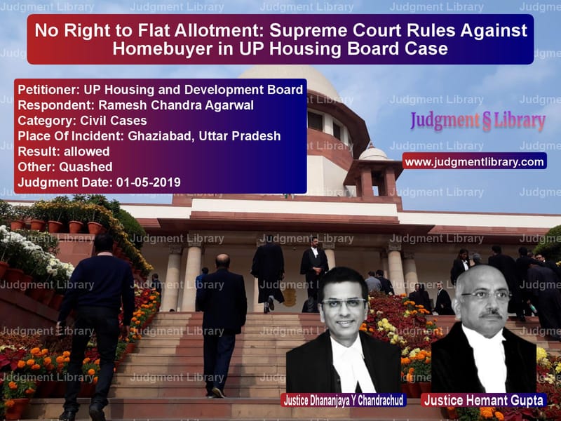 Featured image for Supreme Court Judgment dated 01-05-2019 in case of petitioner name UP Housing and Development Boa vs Ramesh Chandra Agarwal