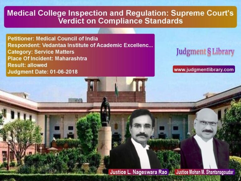 Featured image for Supreme Court Judgment dated 01-06-2018 in case of petitioner name Medical Council of India vs Vedantaa Institute of Academic