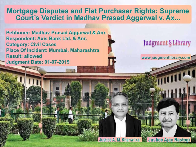 Featured image for Supreme Court Judgment dated 01-07-2019 in case of petitioner name Madhav Prasad Aggarwal & Anr. vs Axis Bank Ltd. & Anr.