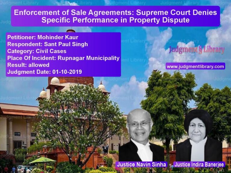 Featured image for Supreme Court Judgment dated 01-10-2019 in case of petitioner name Mohinder Kaur vs Sant Paul Singh