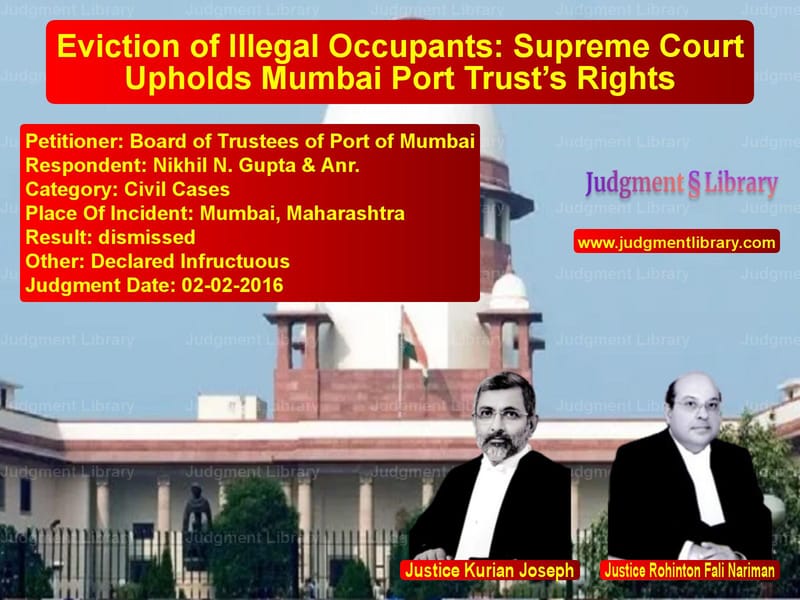 Featured image for Supreme Court Judgment dated 02-02-2016 in case of petitioner name Board of Trustees of Port of M vs Nikhil N. Gupta & Anr.