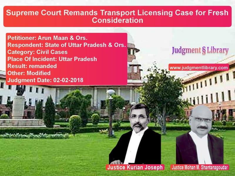 Featured image for Supreme Court Judgment dated 02-02-2018 in case of petitioner name Arun Maan & Ors. vs State of Uttar Pradesh & Ors.