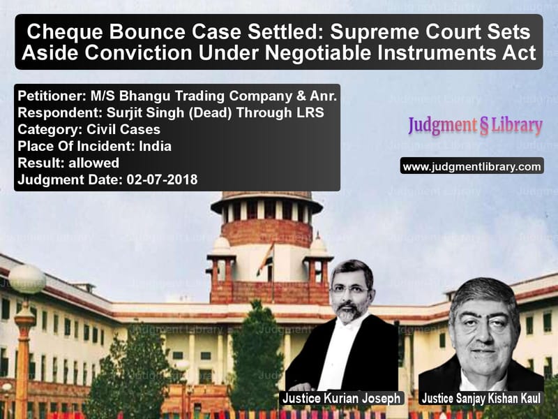 Featured image for Supreme Court Judgment dated 02-07-2018 in case of petitioner name M/S Bhangu Trading Company & A vs Surjit Singh (Dead) Through LR