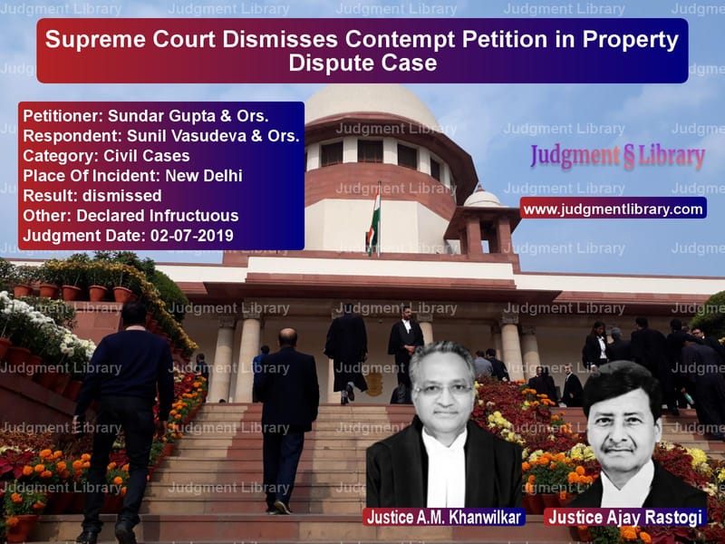 Featured image for Supreme Court Judgment dated 02-07-2019 in case of petitioner name Sundar Gupta & Ors. vs Sunil Vasudeva & Ors.