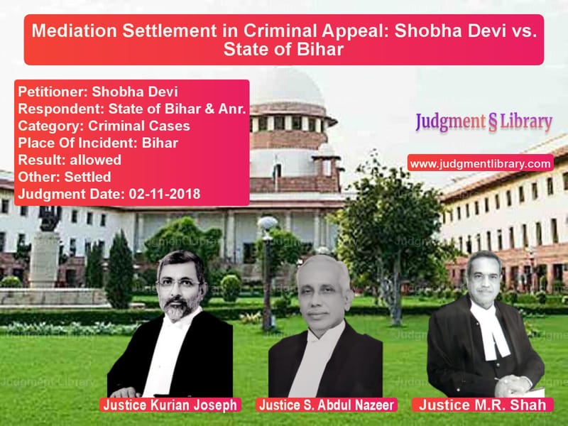 Featured image for Supreme Court Judgment dated 02-11-2018 in case of petitioner name Shobha Devi vs State of Bihar & Anr.