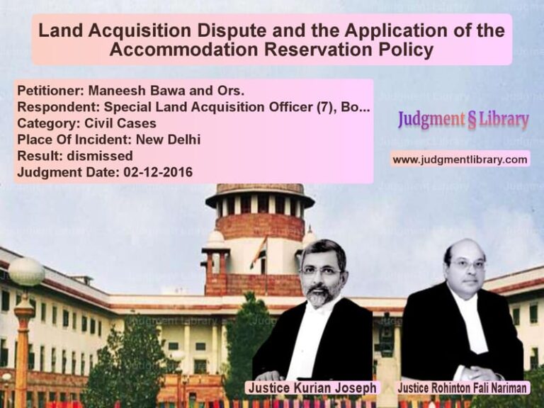 Featured image for Supreme Court Judgment dated 02-12-2016 in case of petitioner name Maneesh Bawa and Ors. vs Special Land Acquisition Offic