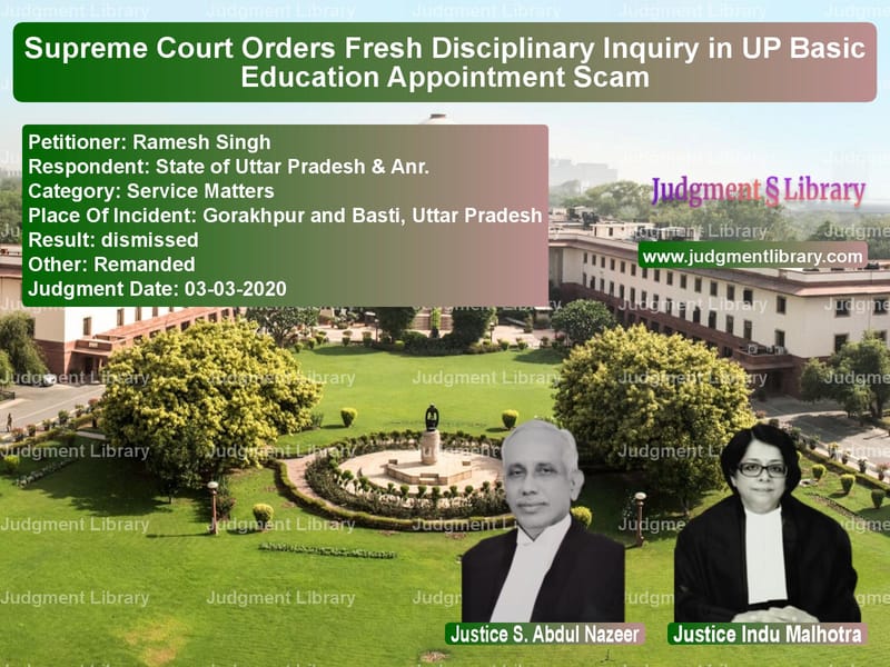 Featured image for Supreme Court Judgment dated 03-03-2020 in case of petitioner name Ramesh Singh vs State of Uttar Pradesh & Anr.