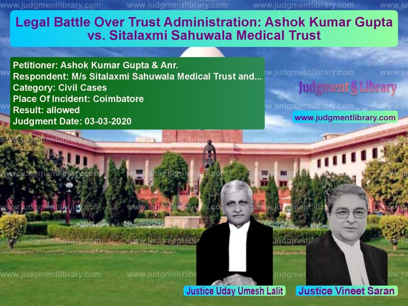 Featured image for Supreme Court Judgment dated 03-03-2020 in case of petitioner name Ashok Kumar Gupta & Anr. vs M/s Sitalaxmi Sahuwala Medical