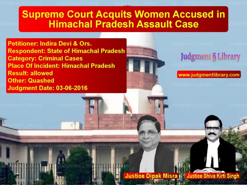 Featured image for Supreme Court Judgment dated 03-06-2016 in case of petitioner name Indira Devi & Ors. vs State of Himachal Pradesh