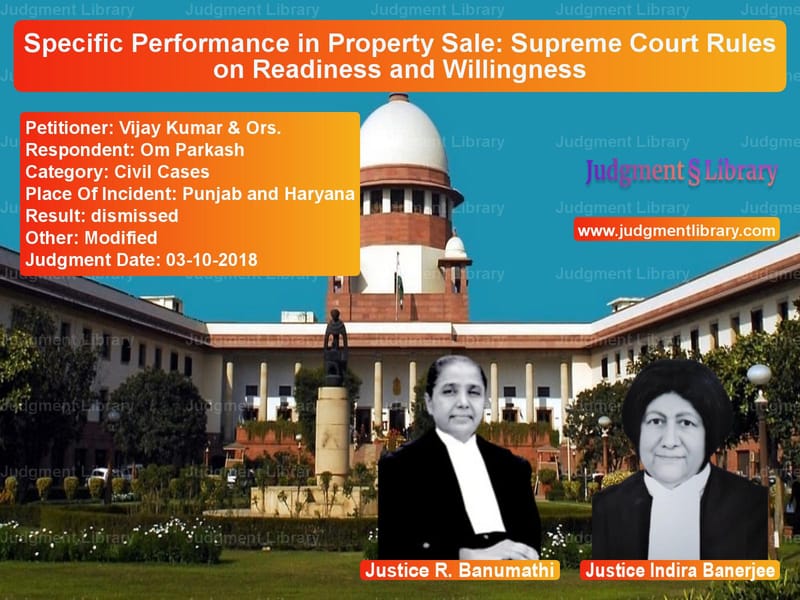 Featured image for Supreme Court Judgment dated 03-10-2018 in case of petitioner name Vijay Kumar & Ors. vs Om Parkash