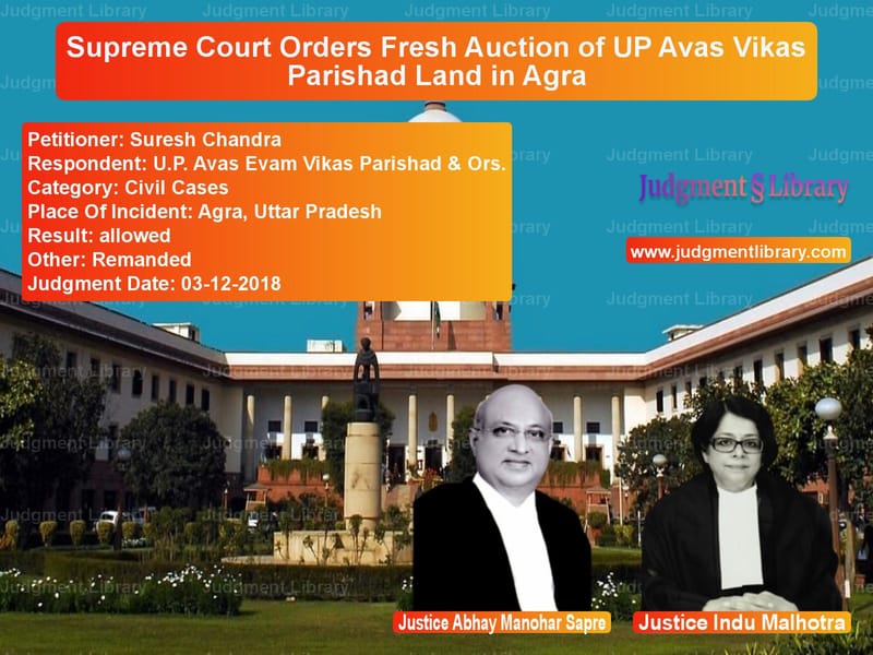 Featured image for Supreme Court Judgment dated 03-12-2018 in case of petitioner name Suresh Chandra vs U.P. Avas Evam Vikas Parishad