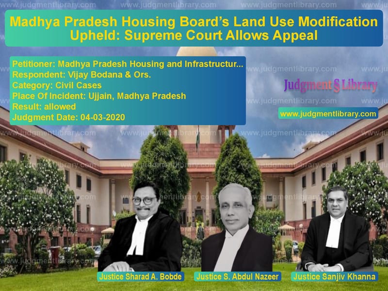 Featured image for Supreme Court Judgment dated 04-03-2020 in case of petitioner name Madhya Pradesh Housing and Inf vs Vijay Bodana & Ors.