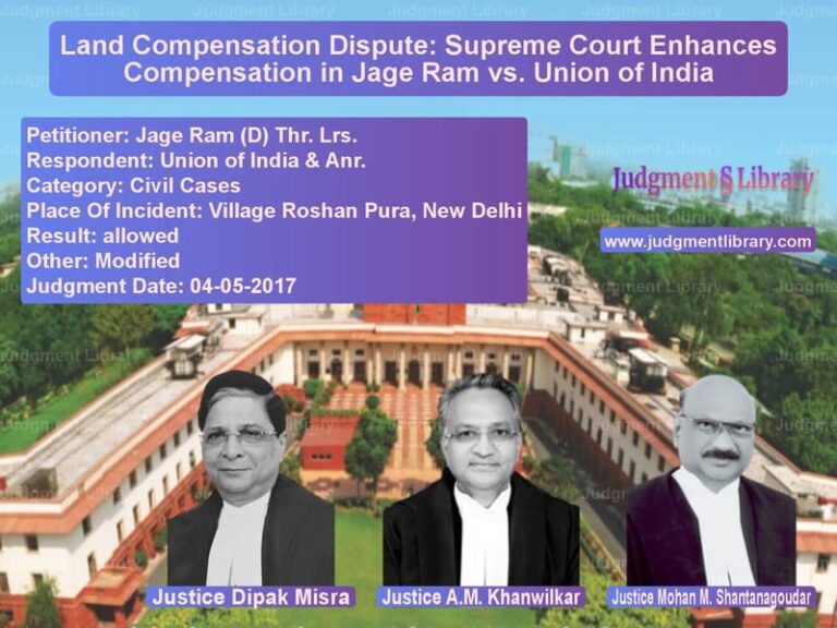 Featured image for Supreme Court Judgment dated 04-05-2017 in case of petitioner name Jage Ram (D) Thr. Lrs. vs Union of India & Anr.