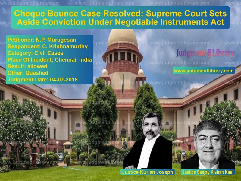 Featured image for Supreme Court Judgment dated 04-07-2018 in case of petitioner name N.P. Murugesan vs C. Krishnamurthy
