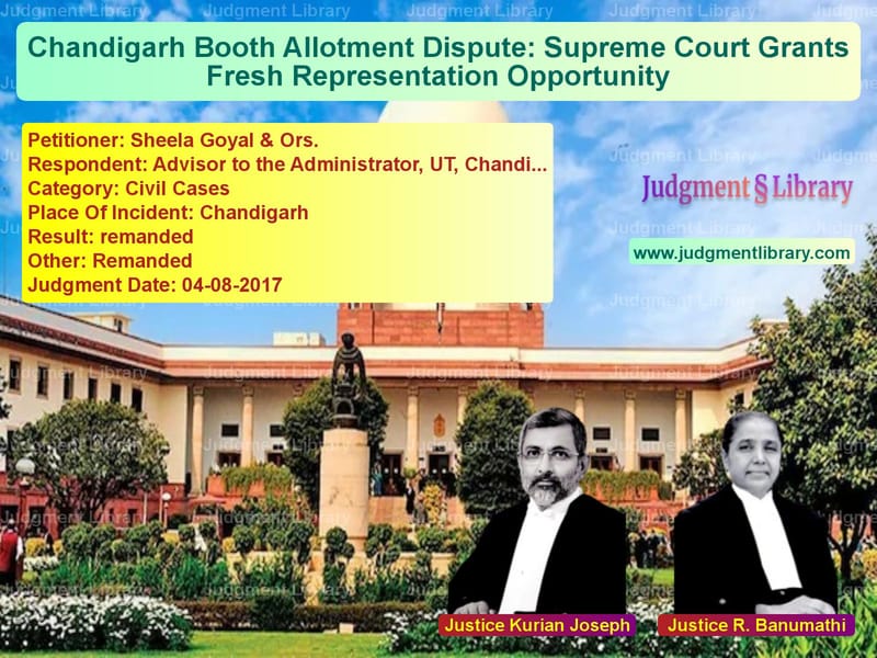 Featured image for Supreme Court Judgment dated 04-08-2017 in case of petitioner name Sheela Goyal & Ors. vs Advisor to the Administrator,