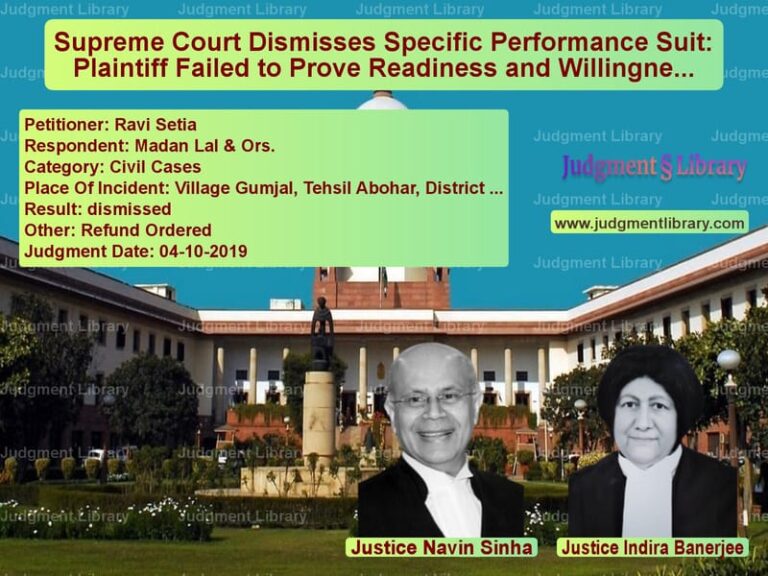 Featured image for Supreme Court Judgment dated 04-10-2019 in case of petitioner name Ravi Setia vs Madan Lal & Ors.