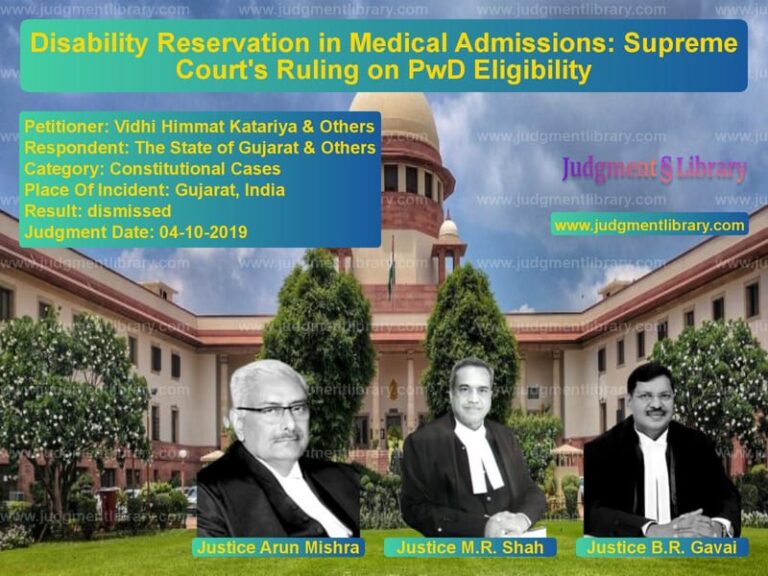 Featured image for Supreme Court Judgment dated 04-10-2019 in case of petitioner name Vidhi Himmat Katariya & Others vs The State of Gujarat & Others