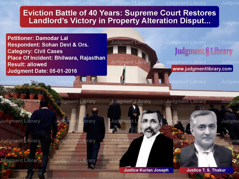 Featured image for Supreme Court Judgment dated 05-01-2016 in case of petitioner name Damodar Lal vs Sohan Devi & Ors.