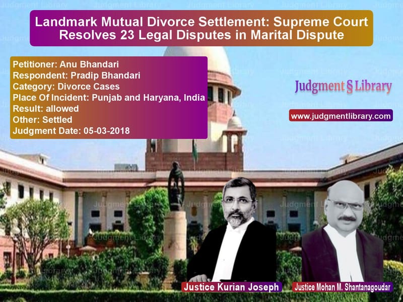 Featured image for Supreme Court Judgment dated 05-03-2018 in case of petitioner name Anu Bhandari vs Pradip Bhandari