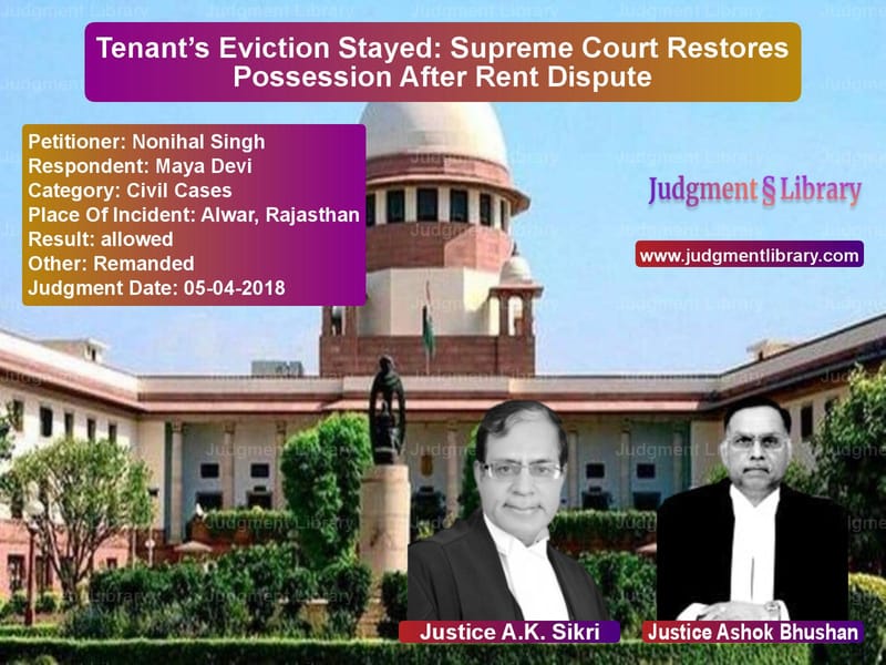 Featured image for Supreme Court Judgment dated 05-04-2018 in case of petitioner name Nonihal Singh vs Maya Devi