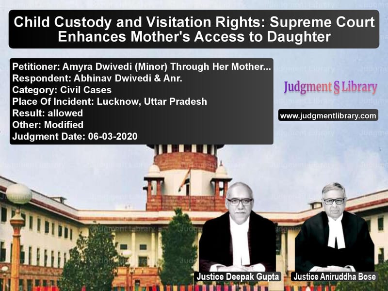 Featured image for Supreme Court Judgment dated 06-03-2020 in case of petitioner name Amyra Dwivedi (Minor) Through vs Abhinav Dwivedi & Anr.