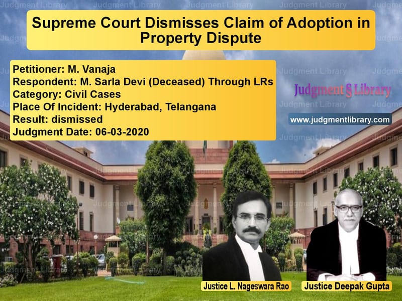 Featured image for Supreme Court Judgment dated 06-03-2020 in case of petitioner name M. Vanaja vs M. Sarla Devi (Deceased) Throu