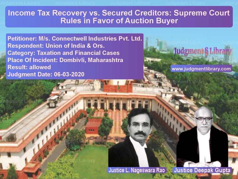 Featured image for Supreme Court Judgment dated 06-03-2020 in case of petitioner name M/s. Connectwell Industries Pv vs Union of India & Ors.