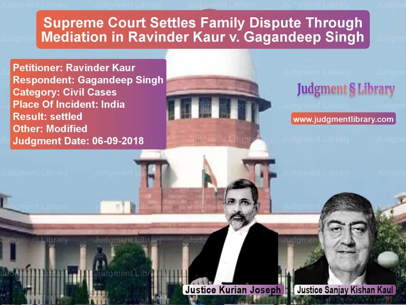 Featured image for Supreme Court Judgment dated 06-09-2018 in case of petitioner name Ravinder Kaur vs Gagandeep Singh