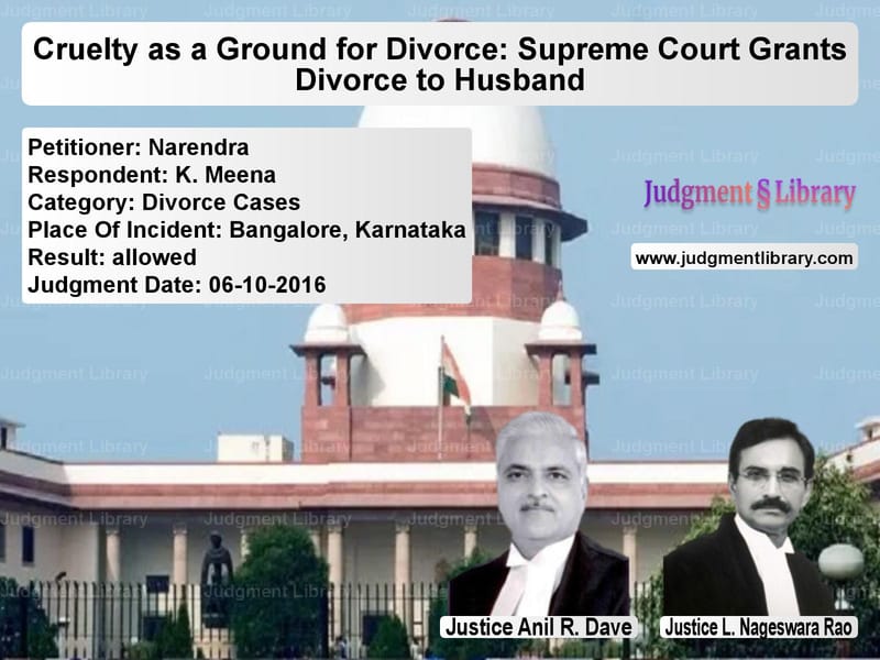 Featured image for Supreme Court Judgment dated 06-10-2016 in case of petitioner name Narendra vs K. Meena