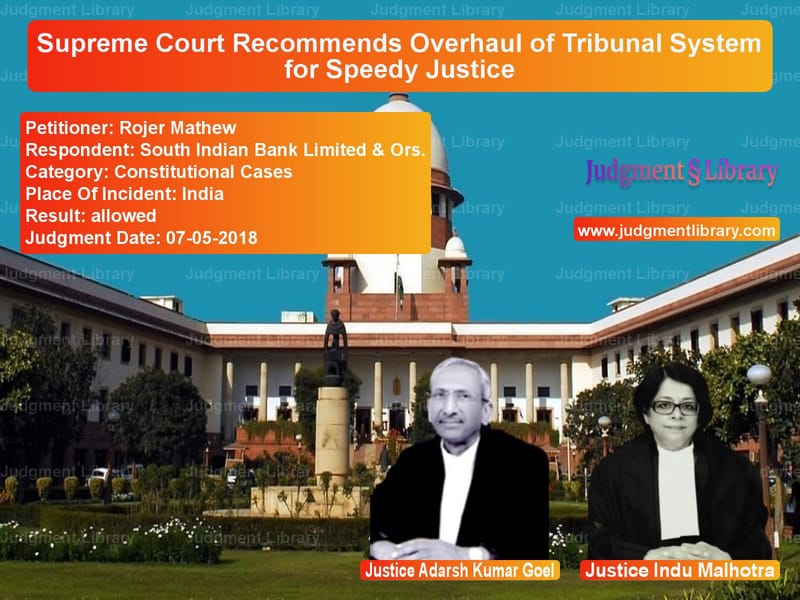 Featured image for Supreme Court Judgment dated 07-05-2018 in case of petitioner name Rojer Mathew vs South Indian Bank Limited & Or
