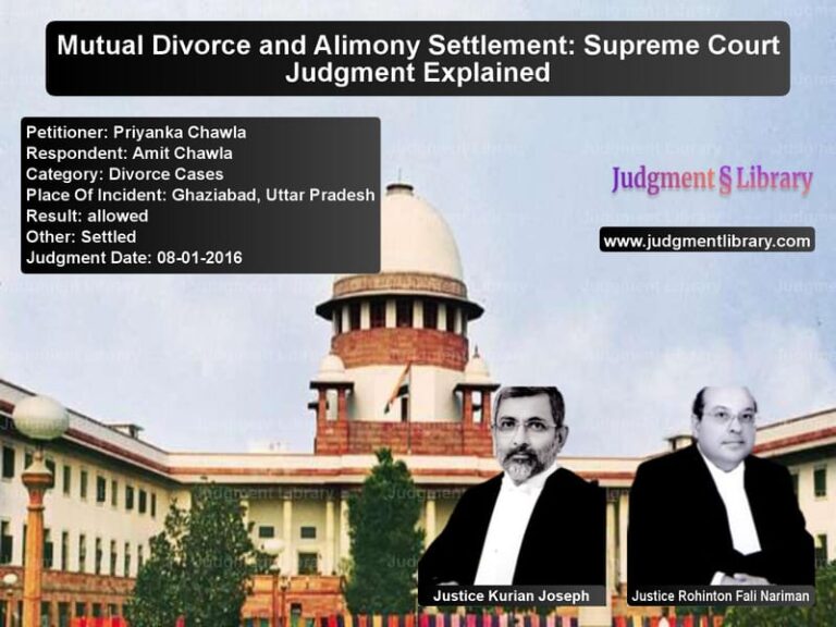 Featured image for Supreme Court Judgment dated 08-01-2016 in case of petitioner name Priyanka Chawla vs Amit Chawla