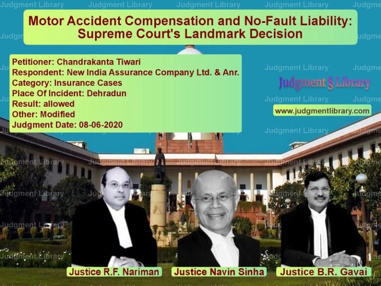 Featured image for Supreme Court Judgment dated 08-06-2020 in case of petitioner name Chandrakanta Tiwari vs New India Assurance Company Lt