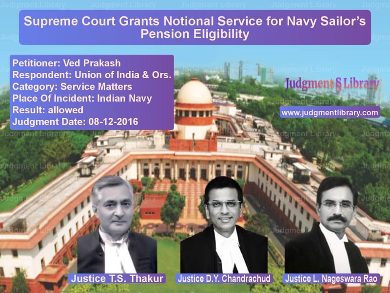 Featured image for Supreme Court Judgment dated 08-12-2016 in case of petitioner name Ved Prakash vs Union of India & Ors.