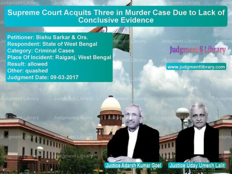 Featured image for Supreme Court Judgment dated 09-03-2017 in case of petitioner name Bishu Sarkar & Ors. vs State of West Bengal