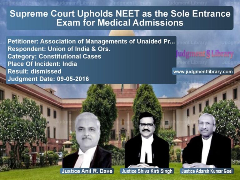 Featured image for Supreme Court Judgment dated 09-05-2016 in case of petitioner name Association of Managements of vs Union of India & Ors.