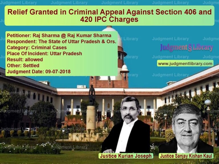 Featured image for Supreme Court Judgment dated 09-07-2018 in case of petitioner name Raj Sharma @ Raj Kumar Sharma vs The State of Uttar Pradesh & O