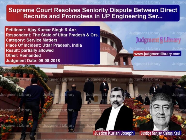 Featured image for Supreme Court Judgment dated 09-08-2018 in case of petitioner name Ajay Kumar Singh & Anr. vs The State of Uttar Pradesh & O