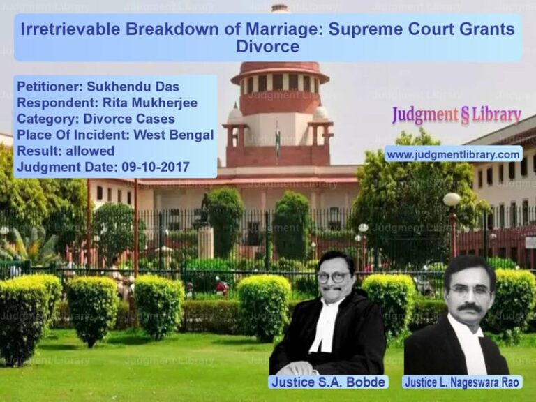 Featured image for Supreme Court Judgment dated 09-10-2017 in case of petitioner name Sukhendu Das vs Rita Mukherjee