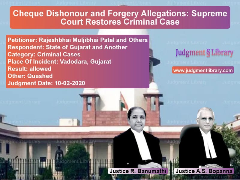 Featured image for Supreme Court Judgment dated 10-02-2020 in case of petitioner name Rajeshbhai Muljibhai Patel and vs State of Gujarat and Another