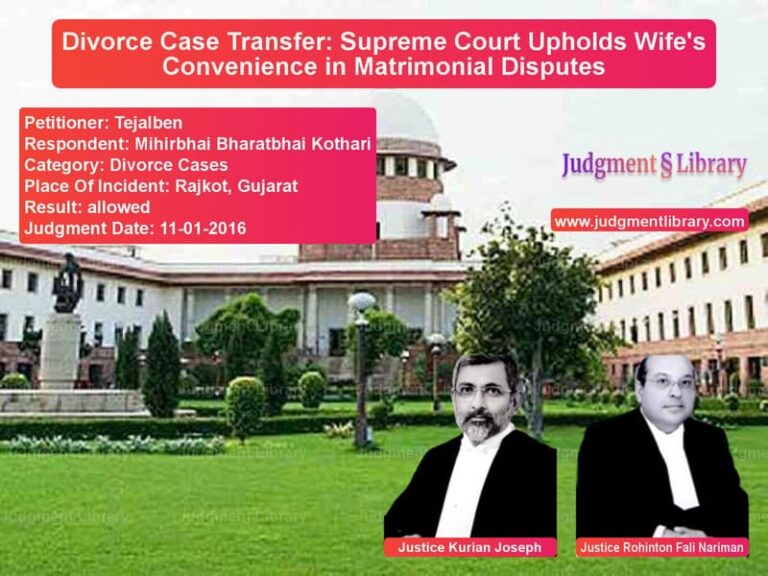 Featured image for Supreme Court Judgment dated 11-01-2016 in case of petitioner name Tejalben vs Mihirbhai Bharatbhai Kothari