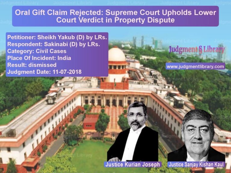 Featured image for Supreme Court Judgment dated 11-07-2018 in case of petitioner name Sheikh Yakub (D) by LRs. vs Sakinabi (D) by LRs.